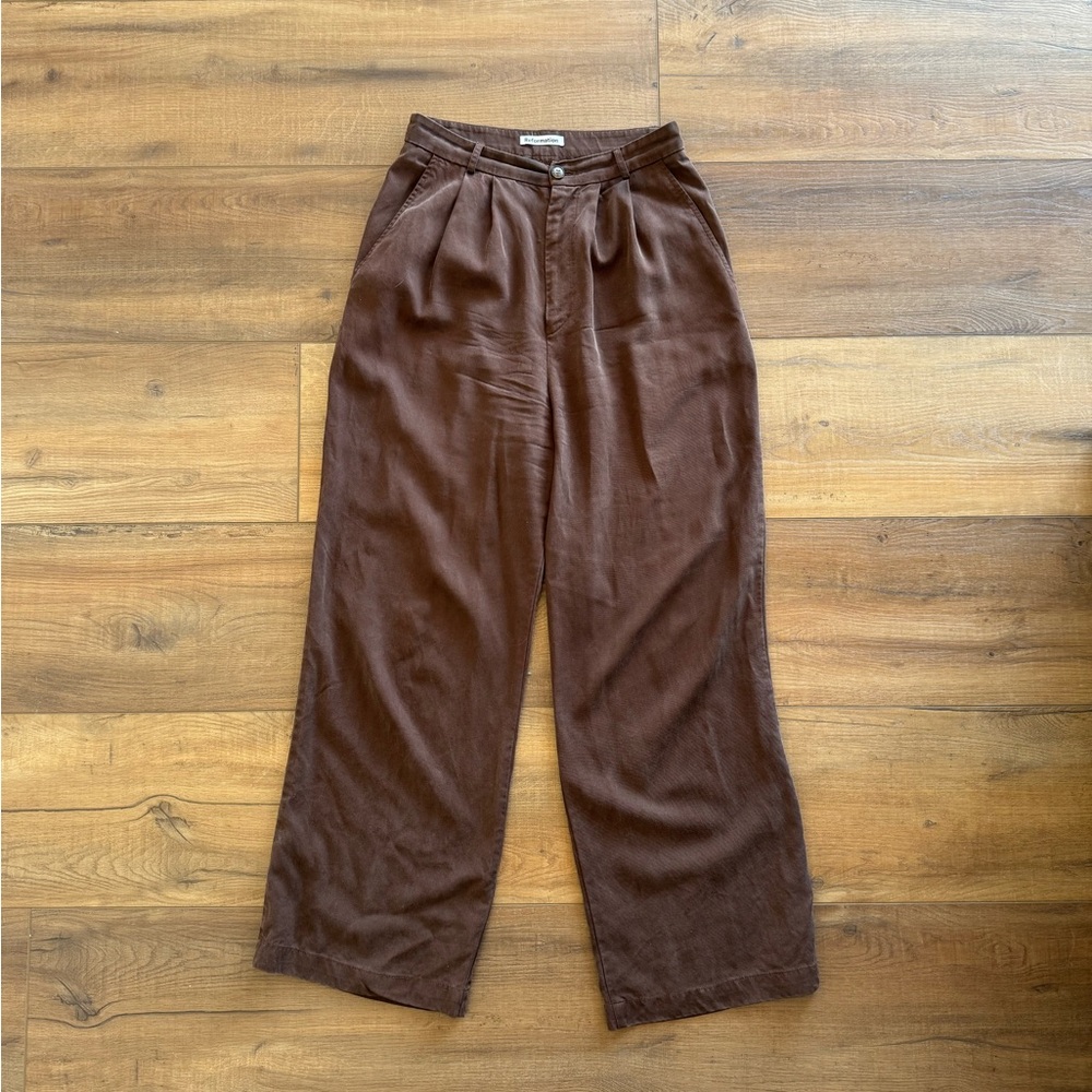 Reformation Brown High-Rise Wide Leg Pants